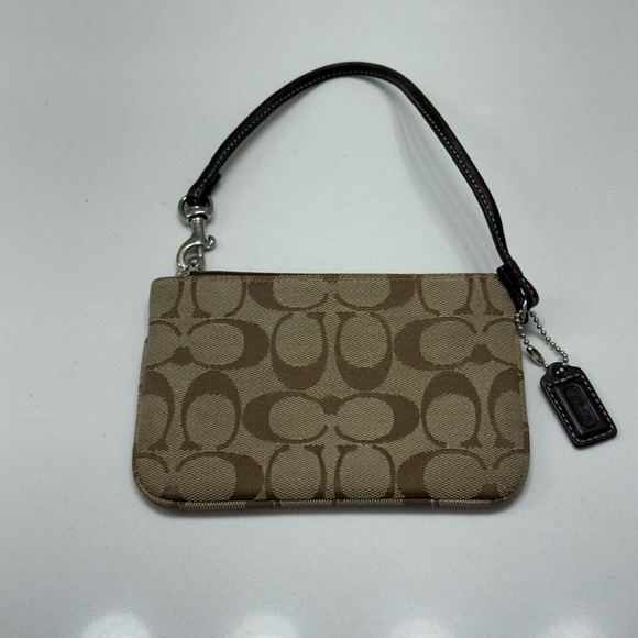 Coach small Tan and Brown Signature Wristlet - Picture 3 of 4